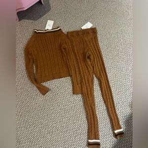 Brown Sweater And Sweater Pants Set Size Small